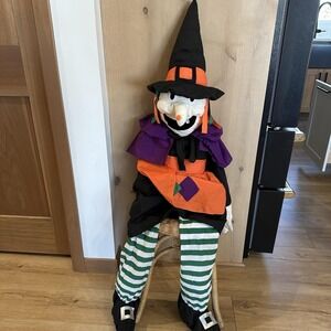 VTG‎ 90's Lifesize Plush Halloween Witch Home Decor 52" Jumbo Decoration Y2K